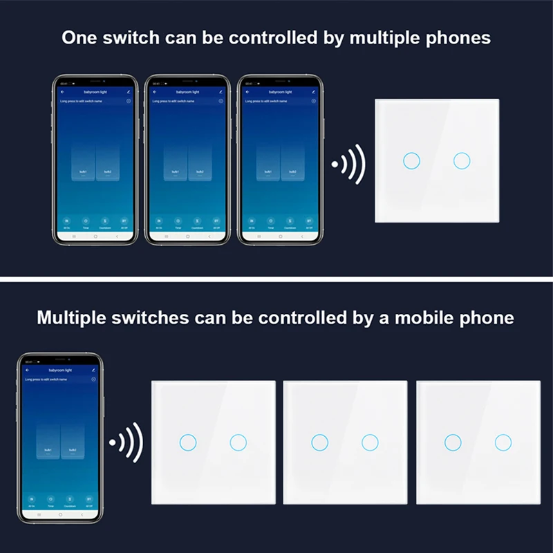 

Samrt Home Touch Sensor Smart Life Work With Alexa Google Home Wireless Wall Switch 1/2/3/4 Gang Tuya Zigbee Touch Switch