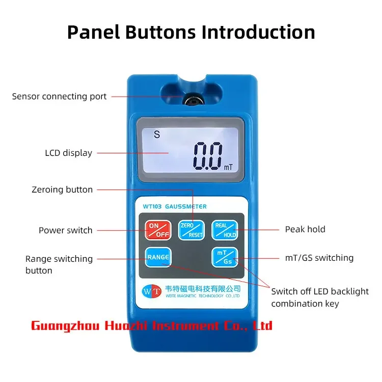 Гауссовый измеритель WT103 для обнаружения магнитных размеров магнитов 5 уровней