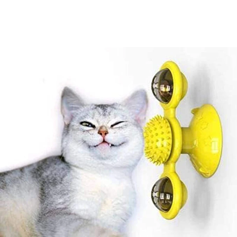 

Funny Double Head Windmill Rotatable Massage Cat Toys Groom Their Hair Brush Teeth Cleaning Pet Kitten Electric Products Stuff