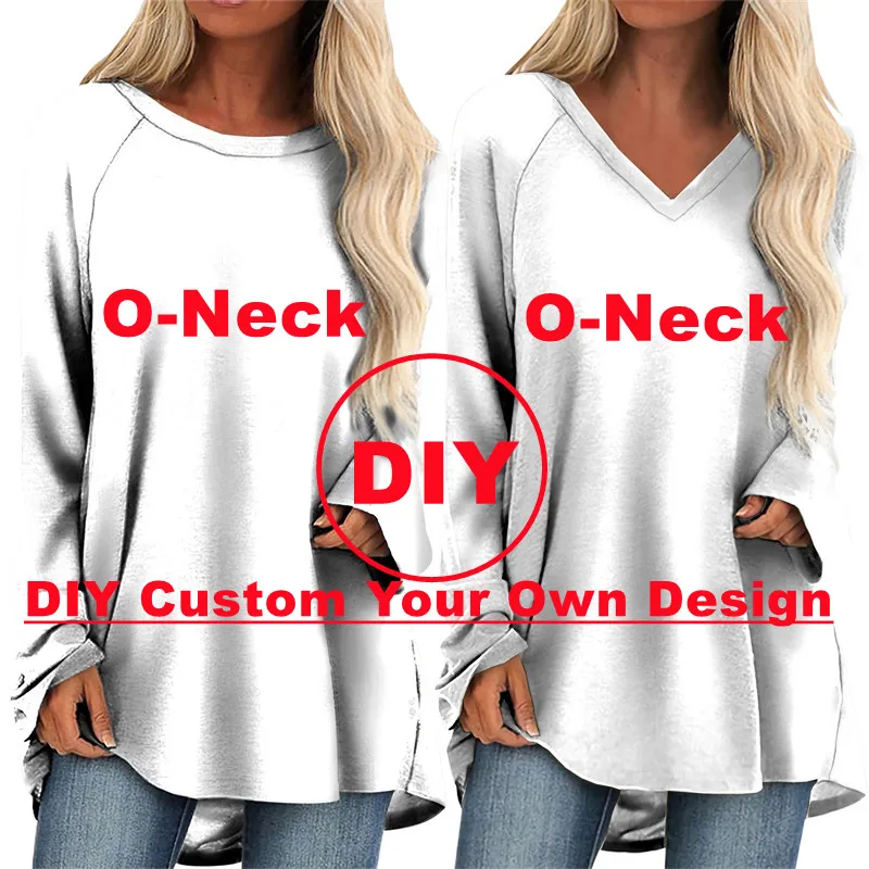 

Индивидуальные женские футболки с 3D-принтом на заказ, повседневные футболки с длинным рукавом, круглым вырезом и V-образным вырезом, украшение своими руками, рисунок, логотип, бренд