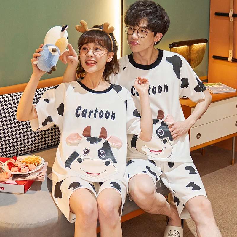 

Couple Pajamas Set Women Summer Cotton Sleepwear Men Pyjama Korean Loose Cartoon Nimo Fish Casual Pyjama Pour Lovers Homewear