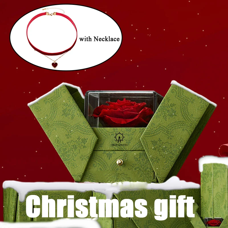 

Подарочная коробка для ювелирных изделий на Рождество, свадьбу, День Святого Валентина, вечная роза, кольцо, серьги, чехол, упаковка и демонстрация с ожерельем