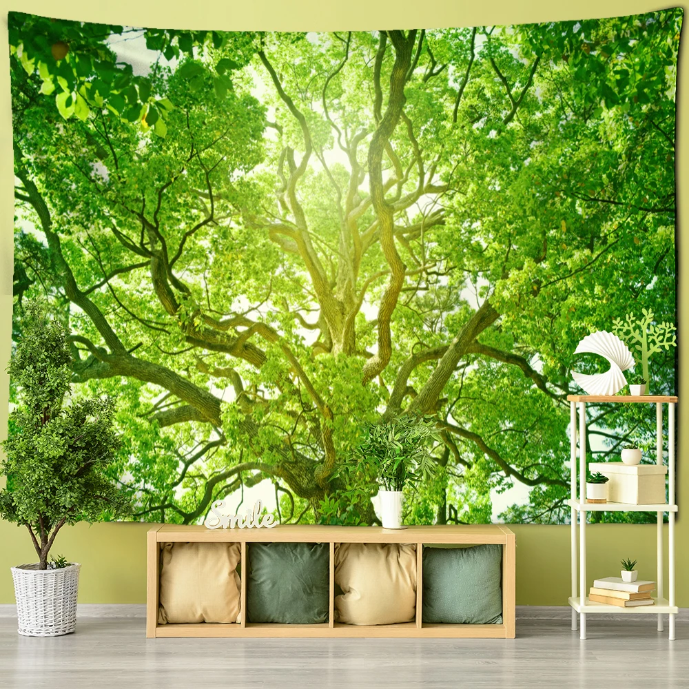 

Natural Forest Tree Tapestry Psychedelic Plant Scenery Wall Hanging Living Room Bedroom Room Aesthetics Home Decoration
