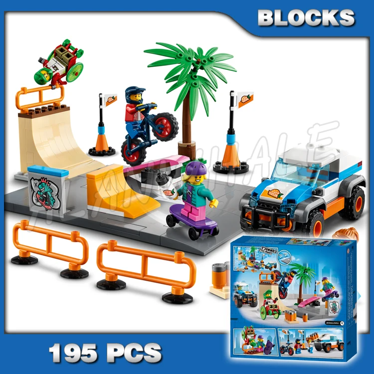 

195pcs Urban Skate Park BMX Rider Truck Barriers Road Plate 60053 Building Blocks Set Bricks Compatible with Model