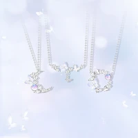 moon silver necklace womens luxury design sense girlfriends three butterfly clavicle chain birthday gift women bracelet