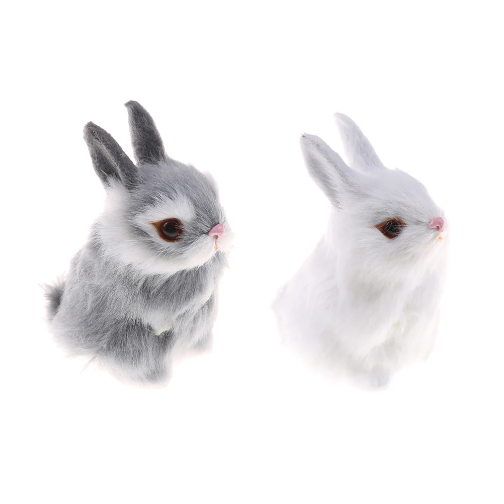 

1pc Vivid Rabbit Model Toy Plush Rabbits Fur Lifelike Animal Easter Simulation Rabbit Model Birthday Gift Furry Rabbit Toy