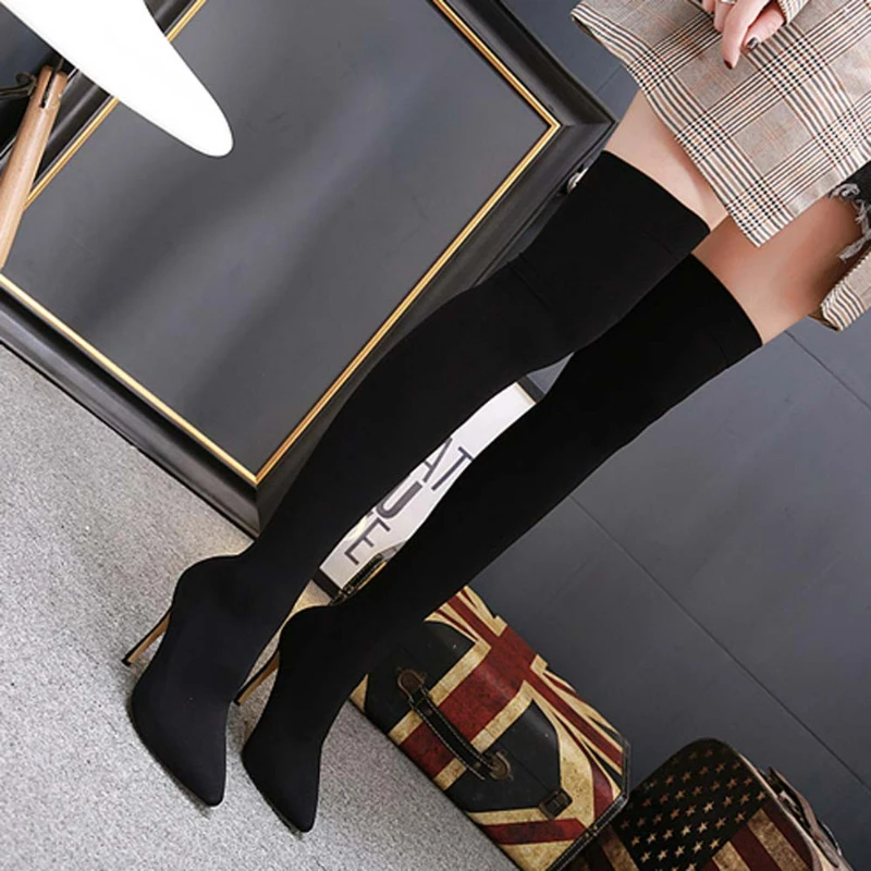 

High Heels 2022 New Thin Heel Pointed Elastic High Tube Thin Over Knee Boots Women