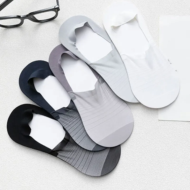 

Fashion Summer Thin Invisible Sock Men'S Pinstripe Ice Silk Mesh Invisibility Socks Ankle Breathable Casual Socks For Men Boy