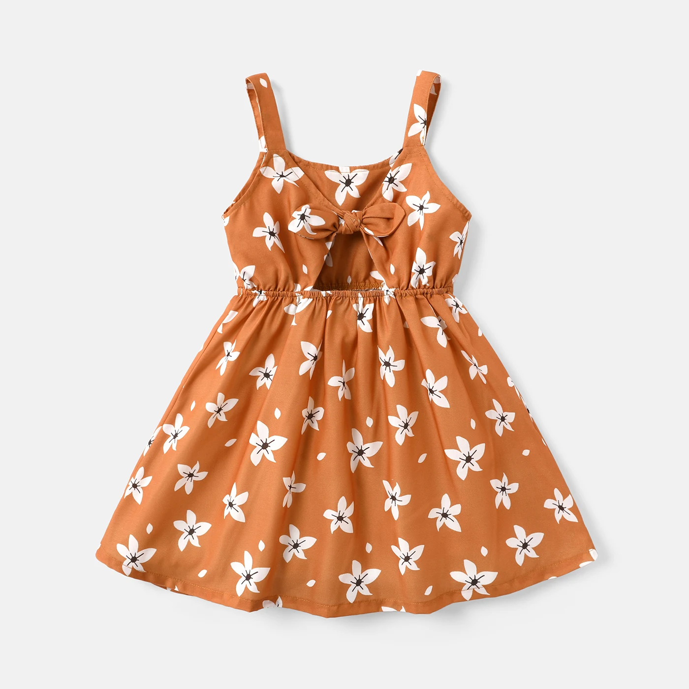 

PatPat Toddler Girl Floral Print Bowknot Design Cut Out Slip Dress