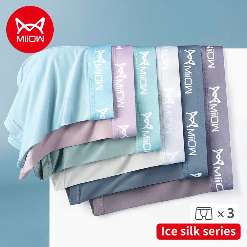 

MiiOW 3pcs Sexy Men Underwear Boxer Shorts Cotton Antibacterial Crotch Boxershorts Men Trunks Light Breathable Male Underpants
