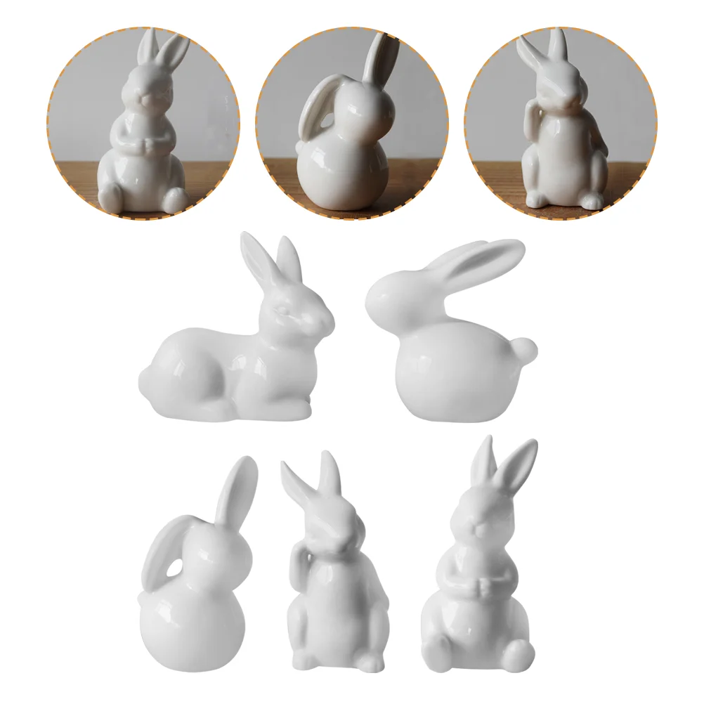 

3Pcs Miniature Bunny Figures Ceramic Rabbit Figurines Bunny Statue Bunny Toys for Desk