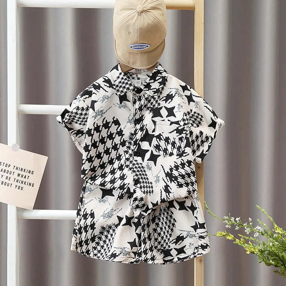 

Summer Children's Clothing Sets Baby Boy Clothes Sets Kids Fashion Print Shirt + Shorts 2-Piece Set Teen Holiday Clothes Outfits
