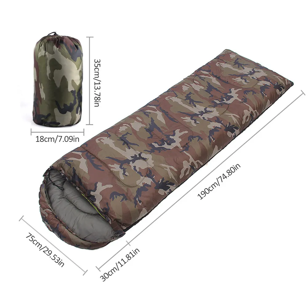 

Camouflage Camping Winter Sleeping Bag Cotton Envelope Hooded Leisure Camping Lunch Break Ultralight Outdoor Adult Camping Bag