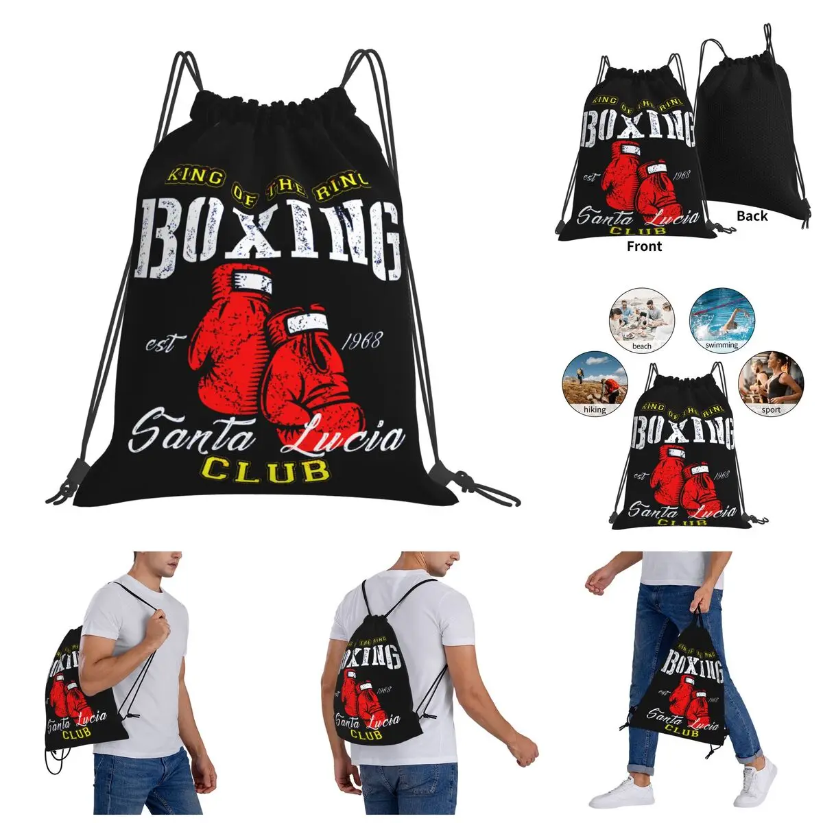

Boxing Club Canelos Alvarez Drawstring Bags Gym Bag Graphic Vintage Backpack Funny Novelty Infantry pack