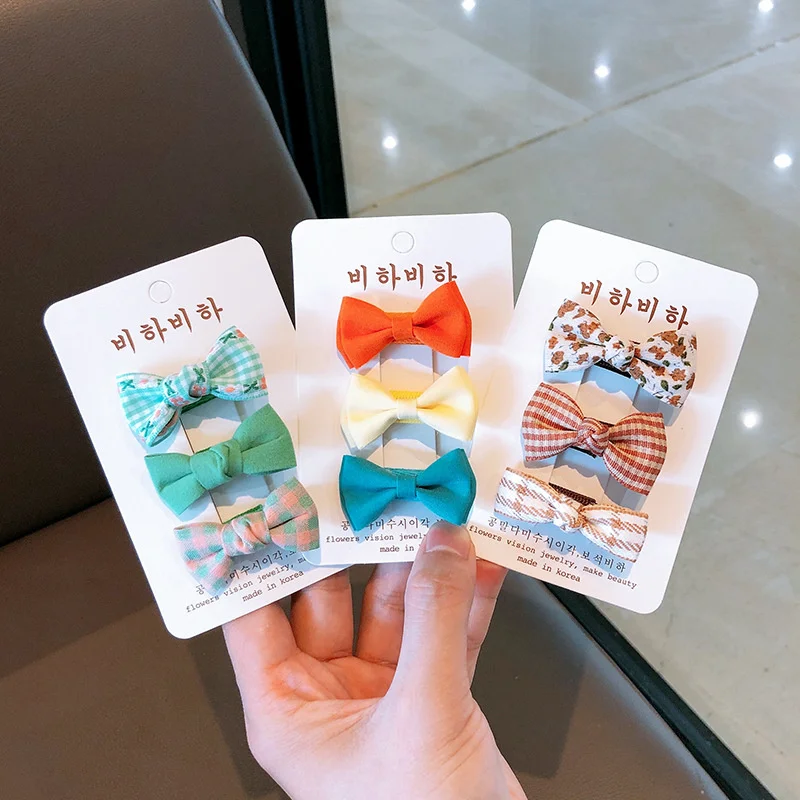 3 шт./лот Новые Красочные заколки для волос с бантом девочек милые резинки