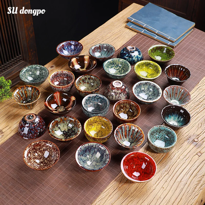 

47 Styles Ceramic Kilns Tea Cup Retro Creative Small Ceramic Tea Set Handmade Tea Bowl Home Exquisite Kung Fu Teacups Gifts