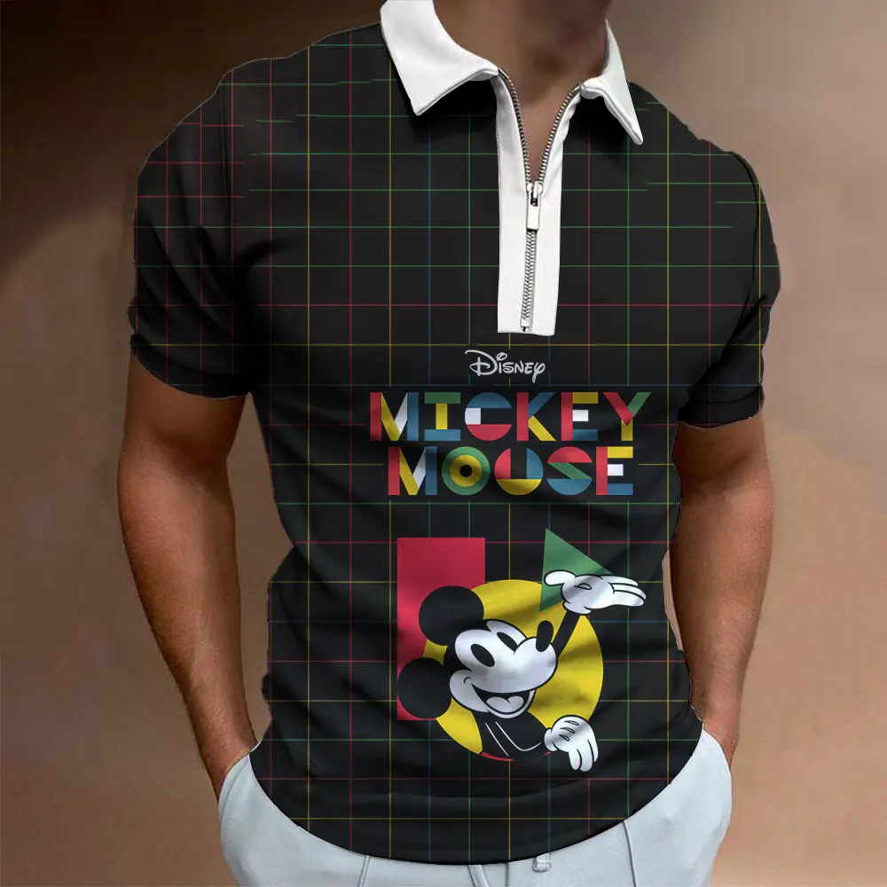 

Disney Mickey Mouse 3D Print Men Zipper Polo Summer Short Sleeve Women Oversized Polos Shirts Cartoon Anime Male Clothes Tops