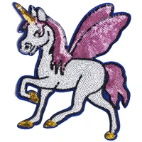 iron on sequin unicorn patches for clothing childrens jackets appliques fabric stickers cute pony embroidered patch on clothes