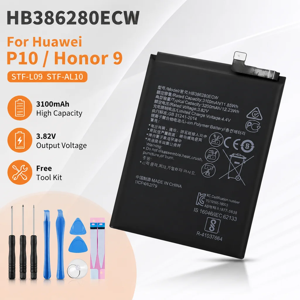 Премиум-аккумулятор HB386280ECW 3300 мАч для Huawei P10 Honor 9 STF-L09 STF-AL10, высокая емкость, для ремонта мобильных телефонов (art.: 3920dbbed5dde) - 3920dbbed5dde