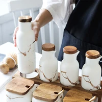 household 2 piece marble ceramic oil vinegar soy butter maple syrup multipurpose dispenser bottle 380ml kitchen accessories