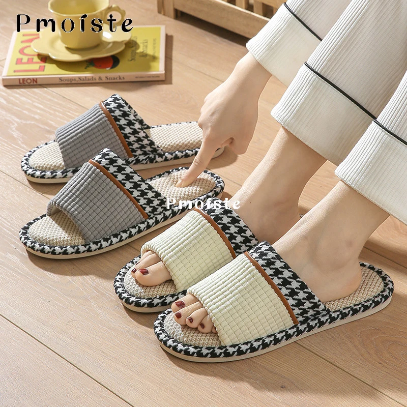 Women's Slippers for Home Soft Summer 2023 Linen Slipper Comfortable Non-slip Women Shoes Wear-resistant Slides Indoor