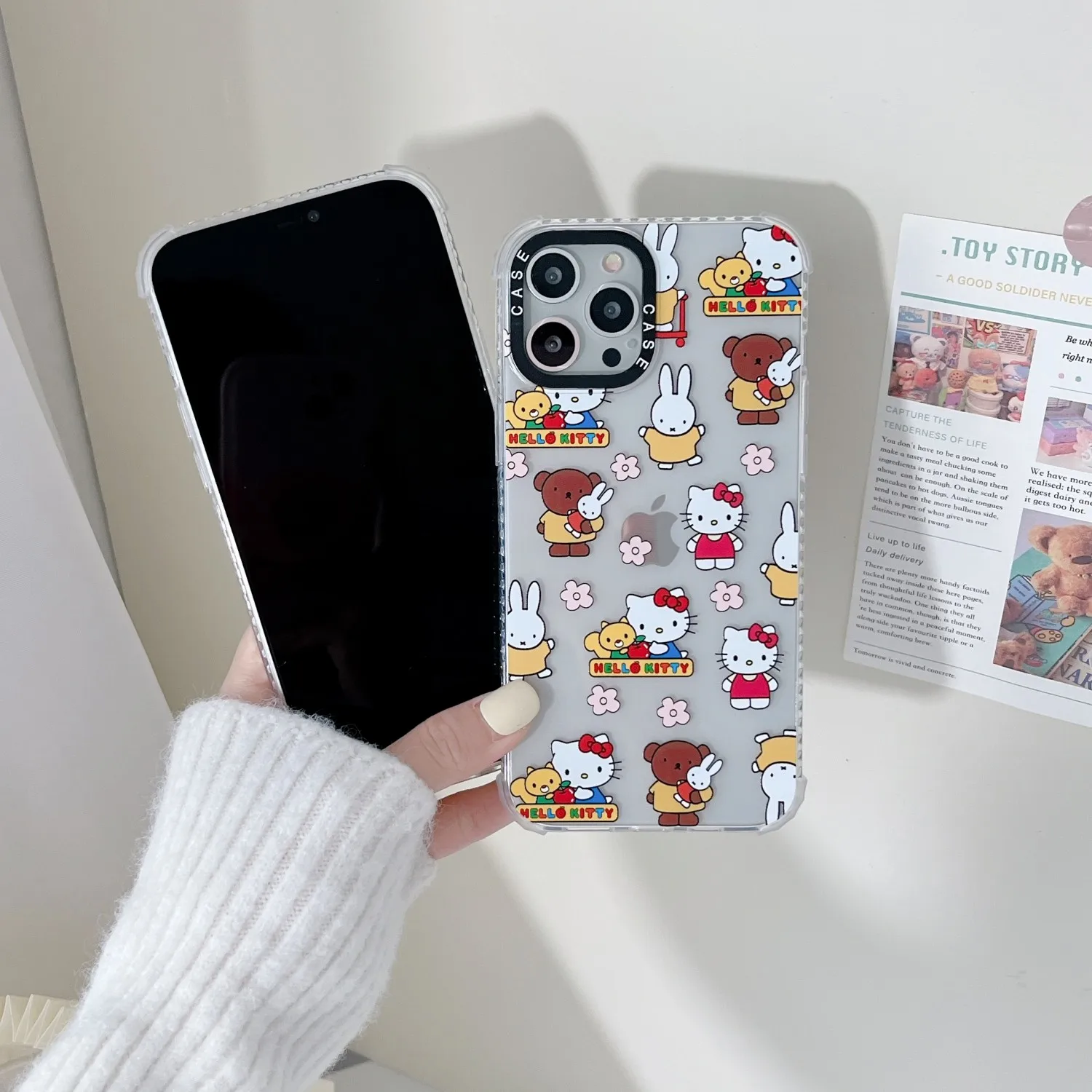 Чехлы для телефонов с мультяшным Hello Kitty и медведем iPhone 13 12 11 Pro Max XR XS MAX X 7/8Plus