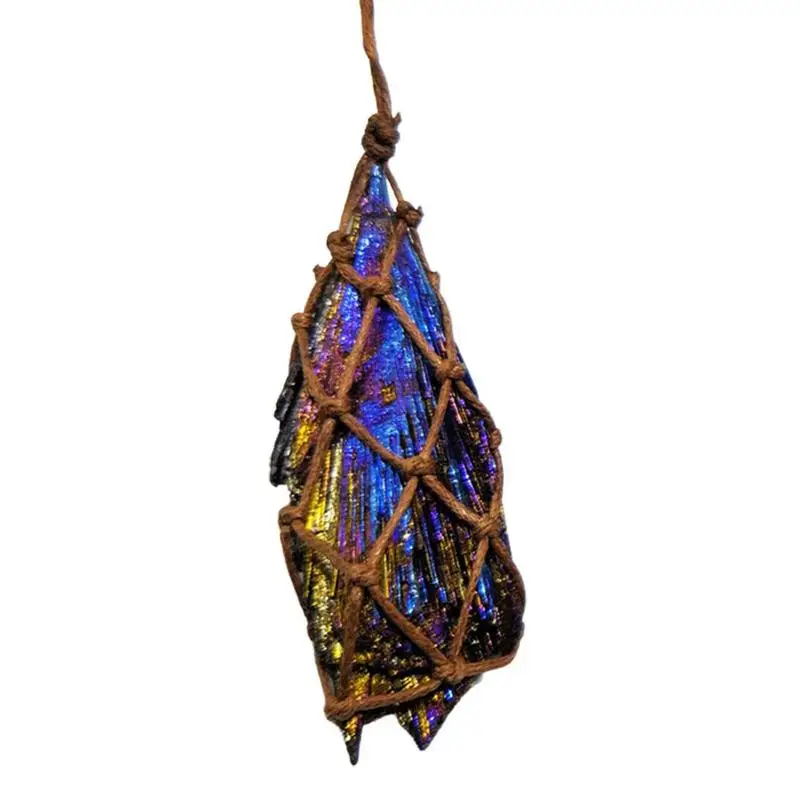 

Natural Black Retro Raw Gemstone Pendant Irregular Raw Stone Pendant Crystal Hand-Woven Jet Stone