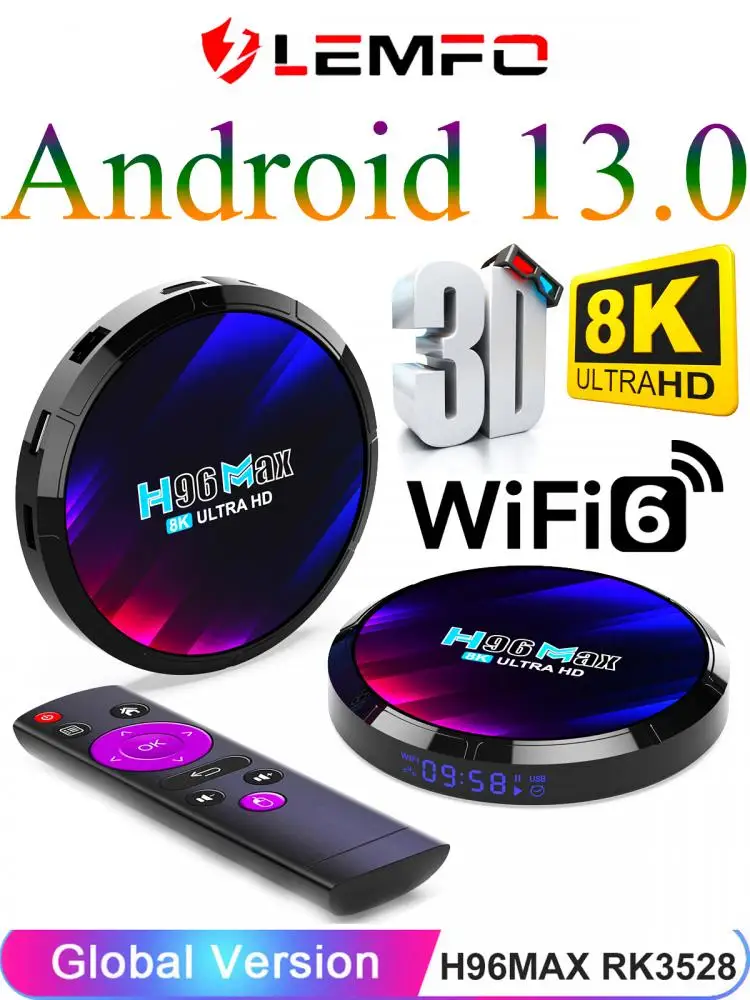 LEMFO – H96 Max V56 Smart boitier iptv, Android 12, 8 go/64 go, 8K, RK3566,  1000M, lecteur multimédia, décodeur, IPTV, 12.0, boîtier tv android 12, ip