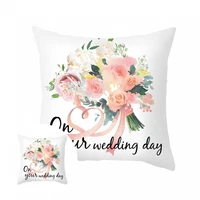 fashion polyester peach skin soft touch floral printed cushion throw cover for living room pillow case pillow case