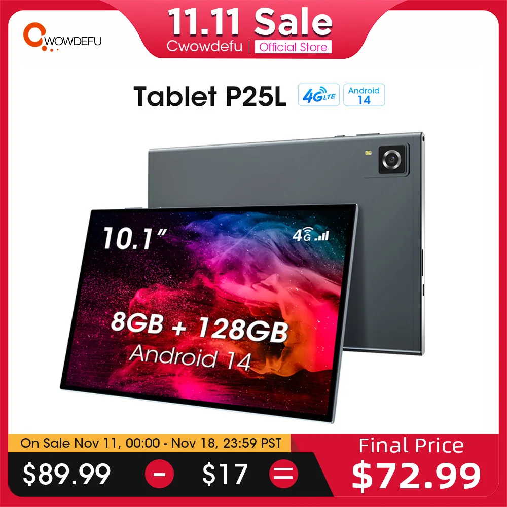 Планшет CWOWDEFU Android 14 4G SIM 8 ГБ 128 5G Wi-Fi 5 + МП