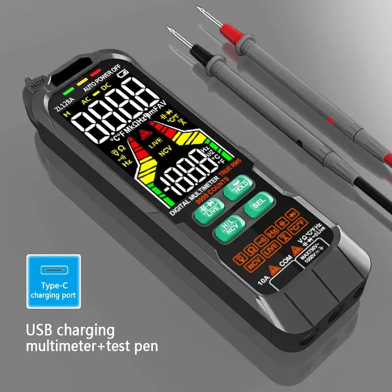 

USB Charge Multimetro Digital Profesional AC DC Current Voltage Detector Pen True RMS Capacitance Temp Auto Range Multimeter