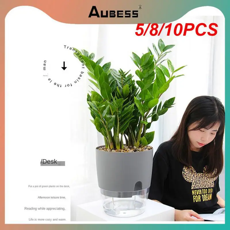 5/8/10PCS Cotton Rope With Injection Port For Indoor Plants Flower Pot Self Watering Plastic Indoor Golden