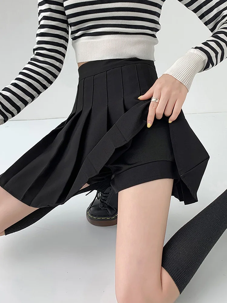 2023 Summer Short New Women Pleated Skirt Ladies Clothes Female High Waist Harajuku Korean Style Gray Khaki Black Mini Girl