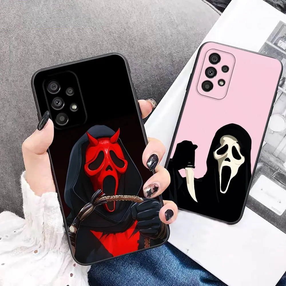 

Black Ghostface Horror Scream Art Pattern Phone Case For Samsung Galaxy A72 A71 A52 A51 A42 A32 A31 A02s A21 A12 A11 A01 A02 A03