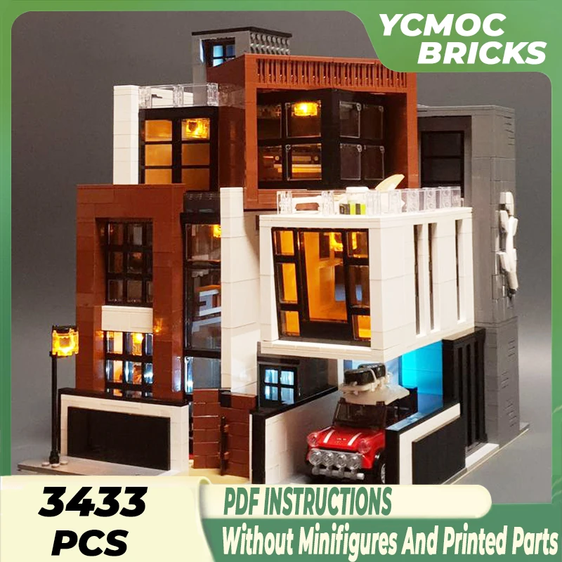 

Moc Building Blocks Modular Street View Luxury Villa Technical Bricks DIY Assembly Construction Toys For Childr Holiday Gifts