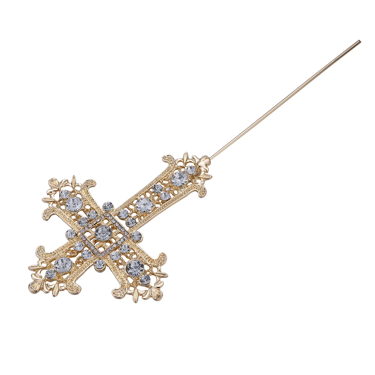 

1PC Diamond Cross Wedding Cake Picks Metal Cake Topper Christ Resurrection Birthday Cake Toppers Cake Decor (Golden)
