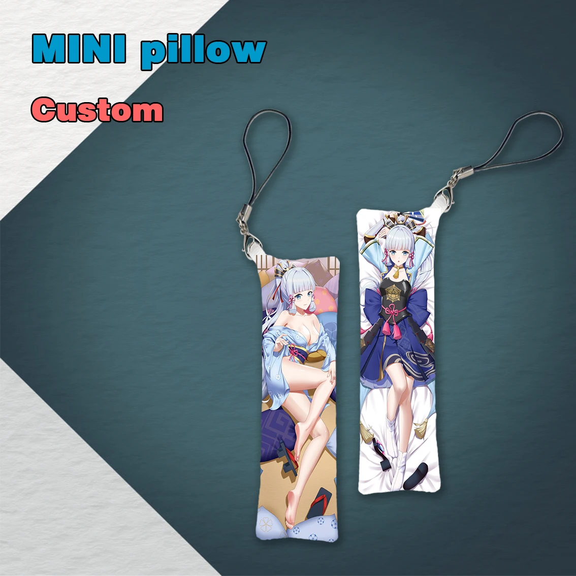 

Аниме игра Genshin Impact Kamisato Ayaka Mini Dakimakura, подвесное украшение, ремешок для телефона, милый подарок, 3x10 см (2)