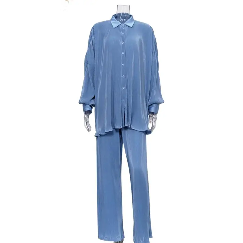 Женский брючный костюм из двух предметов элегантная зеленая блузка с длинным