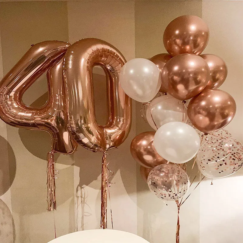 

Фольгированные шары с номером 40, розовое золото, Globos