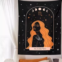 tarot constellation tapestry wall hanging moon phase tapestry divination beach mat sun moon constellations black wall decor