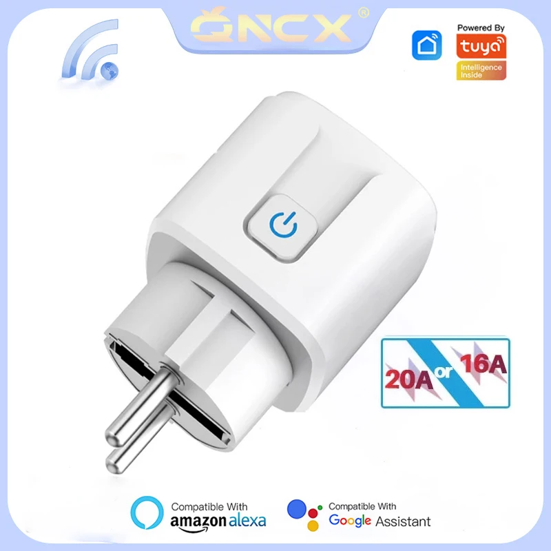

QNCX 16A/20A EU Smart Socket WiFi Smart Plug Outlet Timing Function Voice Control Smart Life APP Remote Control Smart Sockets