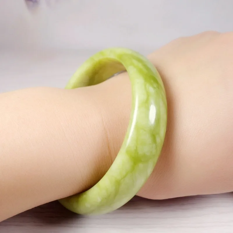 

Natural Green Yellow Jade Stone Bracelets Bangle Carved Fashion Fine Jewelry Jadeite Boutique Charm Amulet Gifts for Women Men