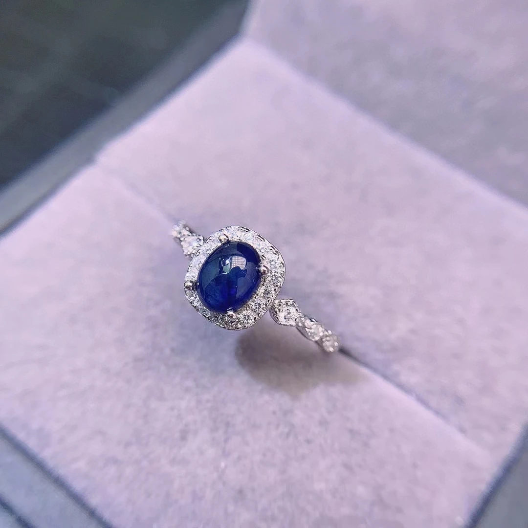 Кольцо с темно-зеленым сапфиром 5 мм * 6 925 карат