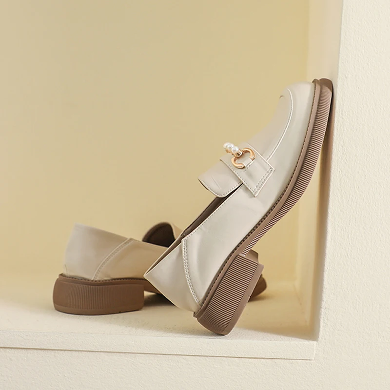 pearl Women's loafers Shoes Mary Jane Shoes Girls School Jk Uniform Lolita Shoes flats College Gothic Quality loafers for women