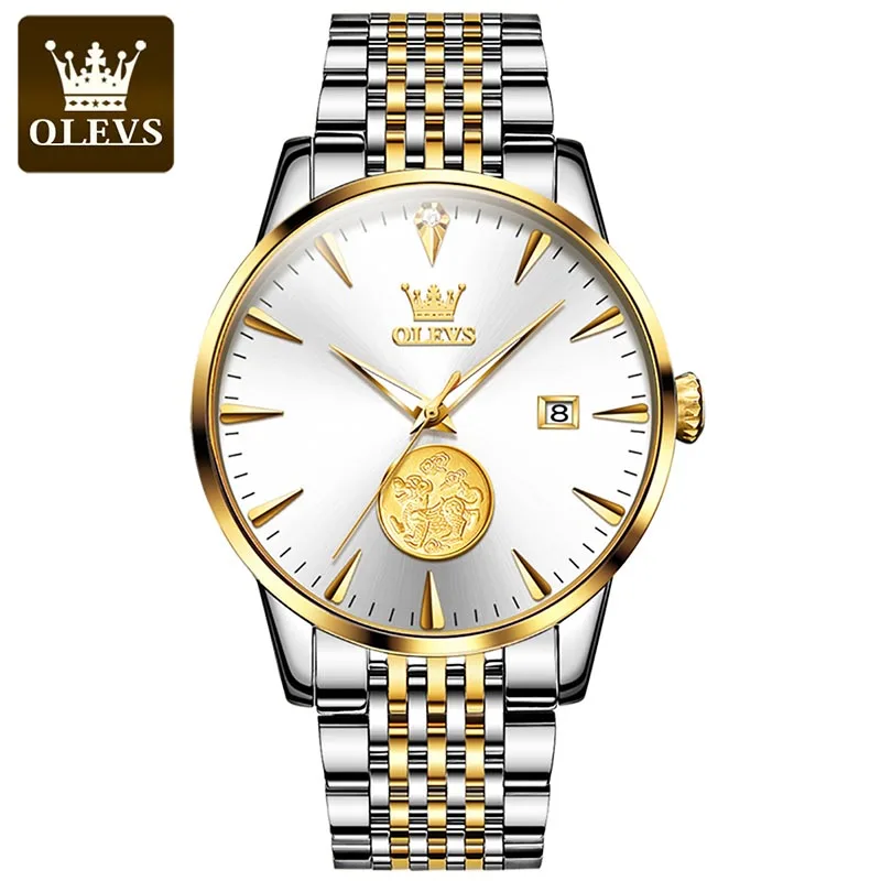 OLEVS Luxury Brand Men Automatic Mechanical Watch Stainless Steel Luminous Waterproof Clock 2023 New Fashion Mens Watches Reloj