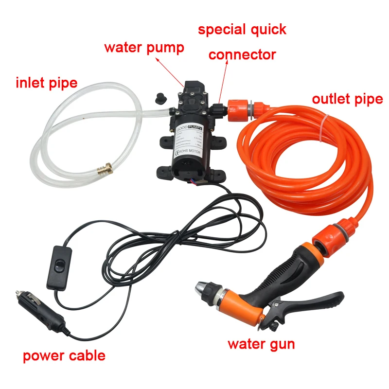 1 Set 60W High Pressure Vehicle-mounted 12V Car Wash Washer Set Portable Cigarette Lighter Powered Car Washing Machine