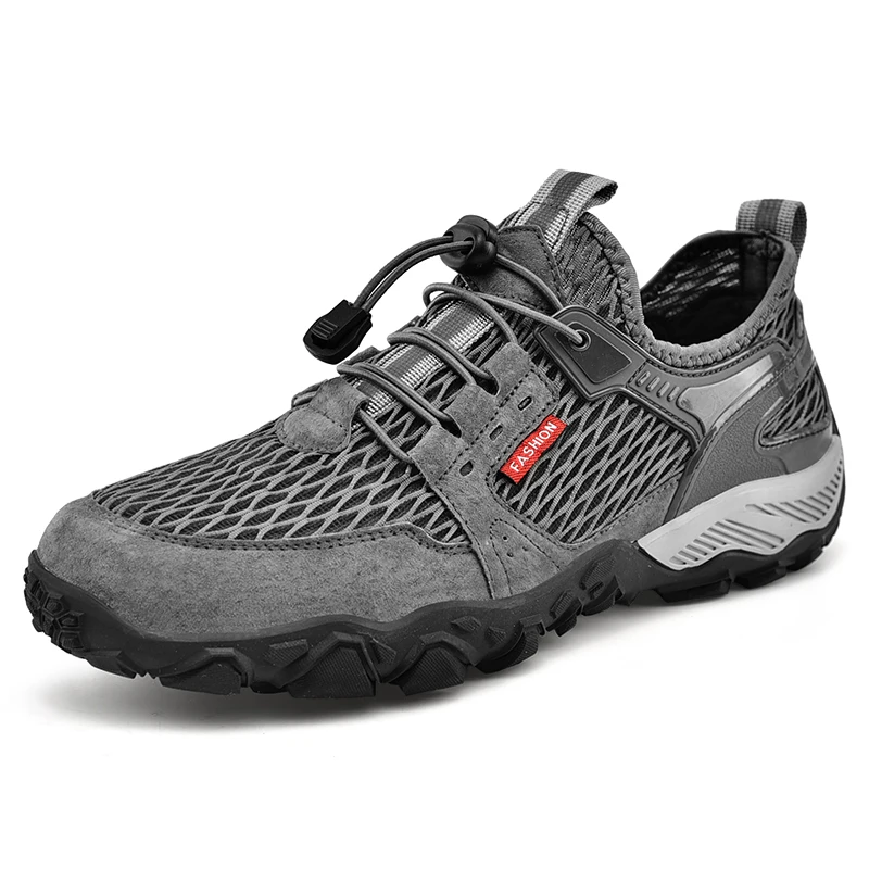 SENAGE Summer Trekking Hiking Shoes Mesh Breathable Casual Men Sneakers Light Non-slip Walking Shoes Outdoor Climbing Shoes
