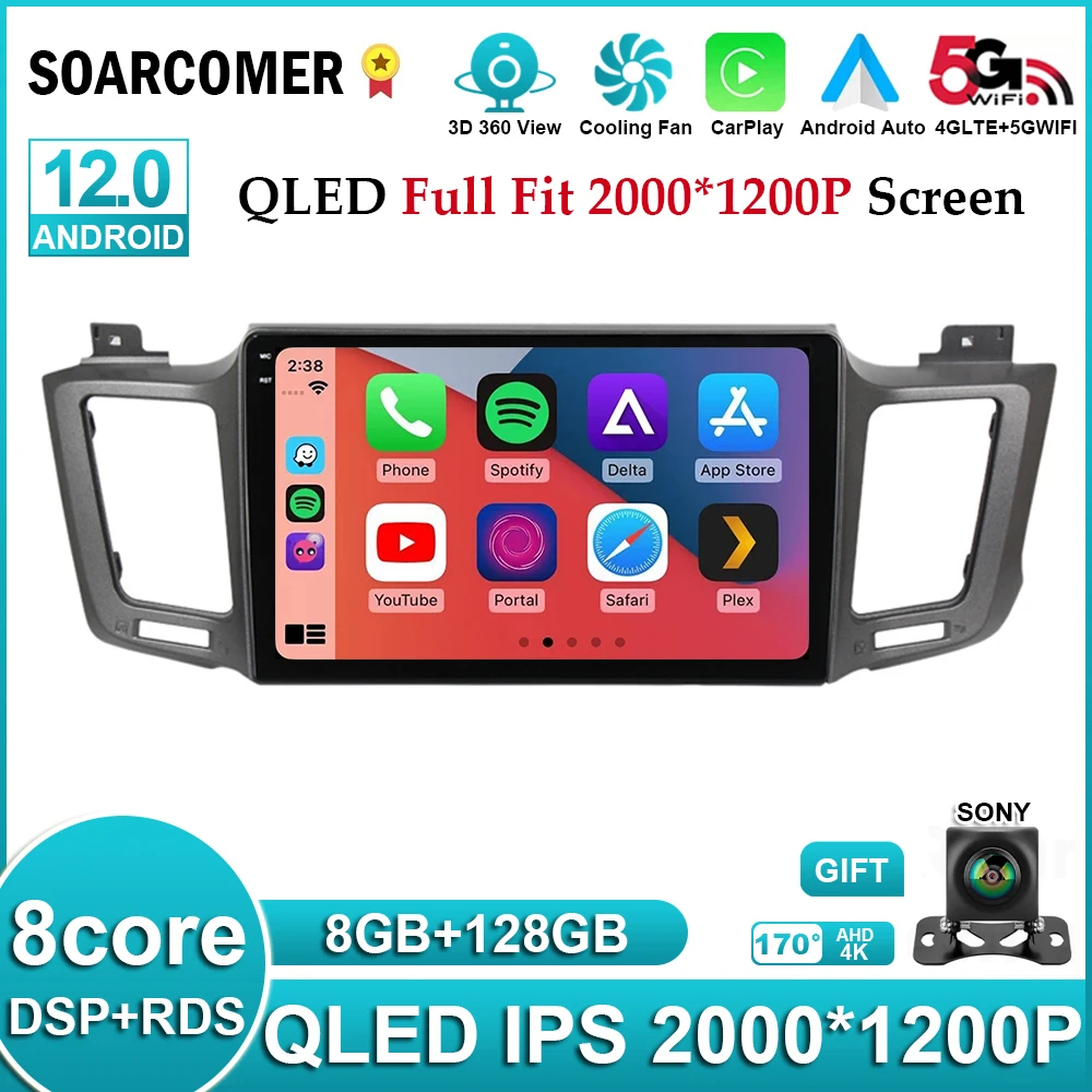 

Android 12 для Toyota RAV4 4 XA40 5 XA50 2012 - 2018 4G LTE все в одном автомобильное радио мультимедийный видеоплеер умная система DVD
