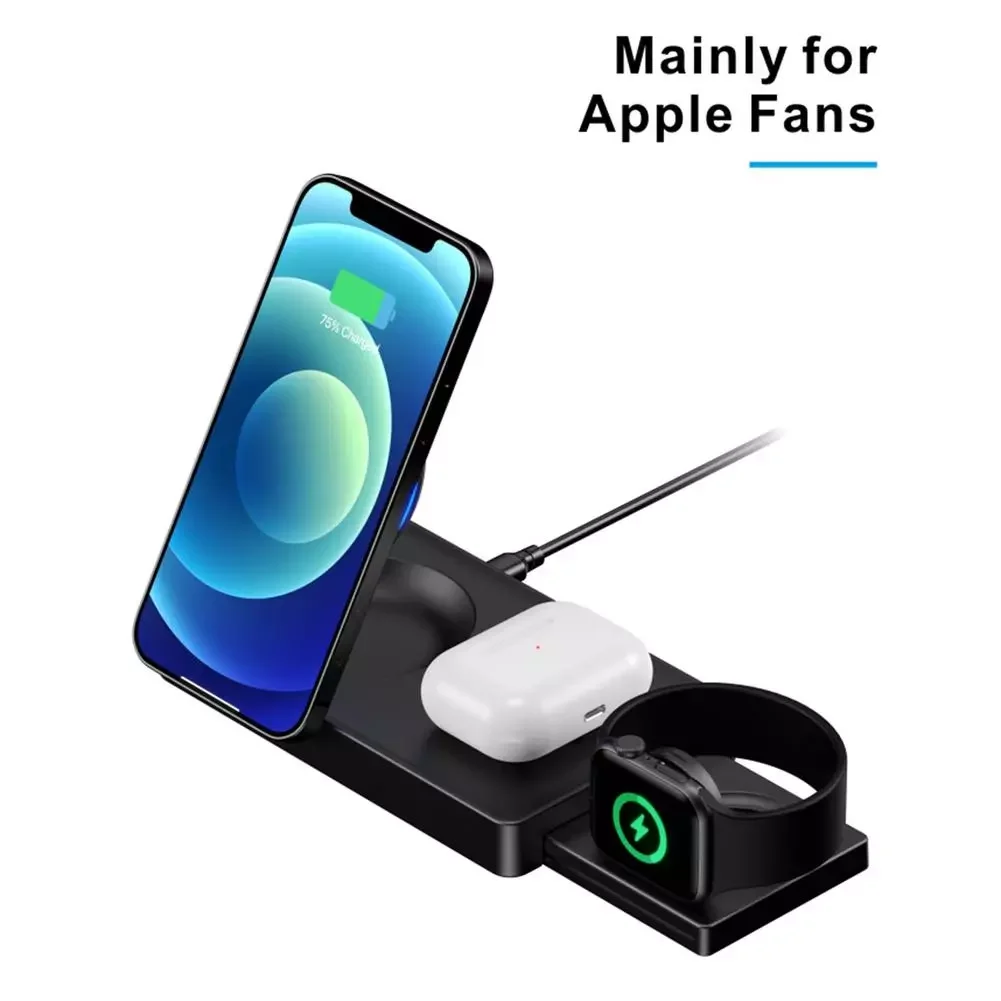 

Adjustable Fast Charging Charger for Universal Qi Smartphone 2/3/4/5/6/SE 3-in-1 Wireless Foldable Charging Dock Station