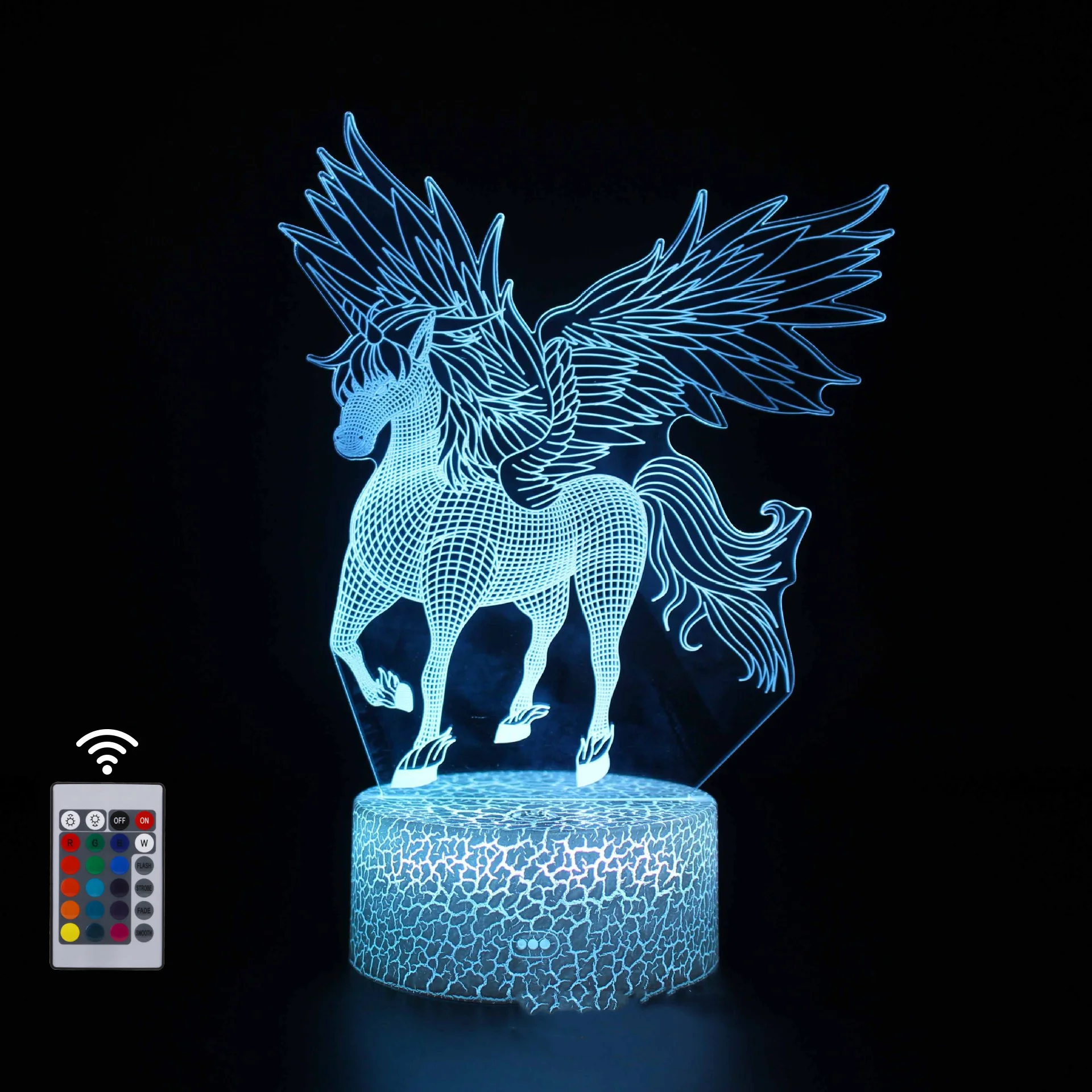 

3D Illusion Lamp Night Light with Remote Control 16 Changeable Color Flashing Changing Visual Lamps Home Atmosphere Decorations